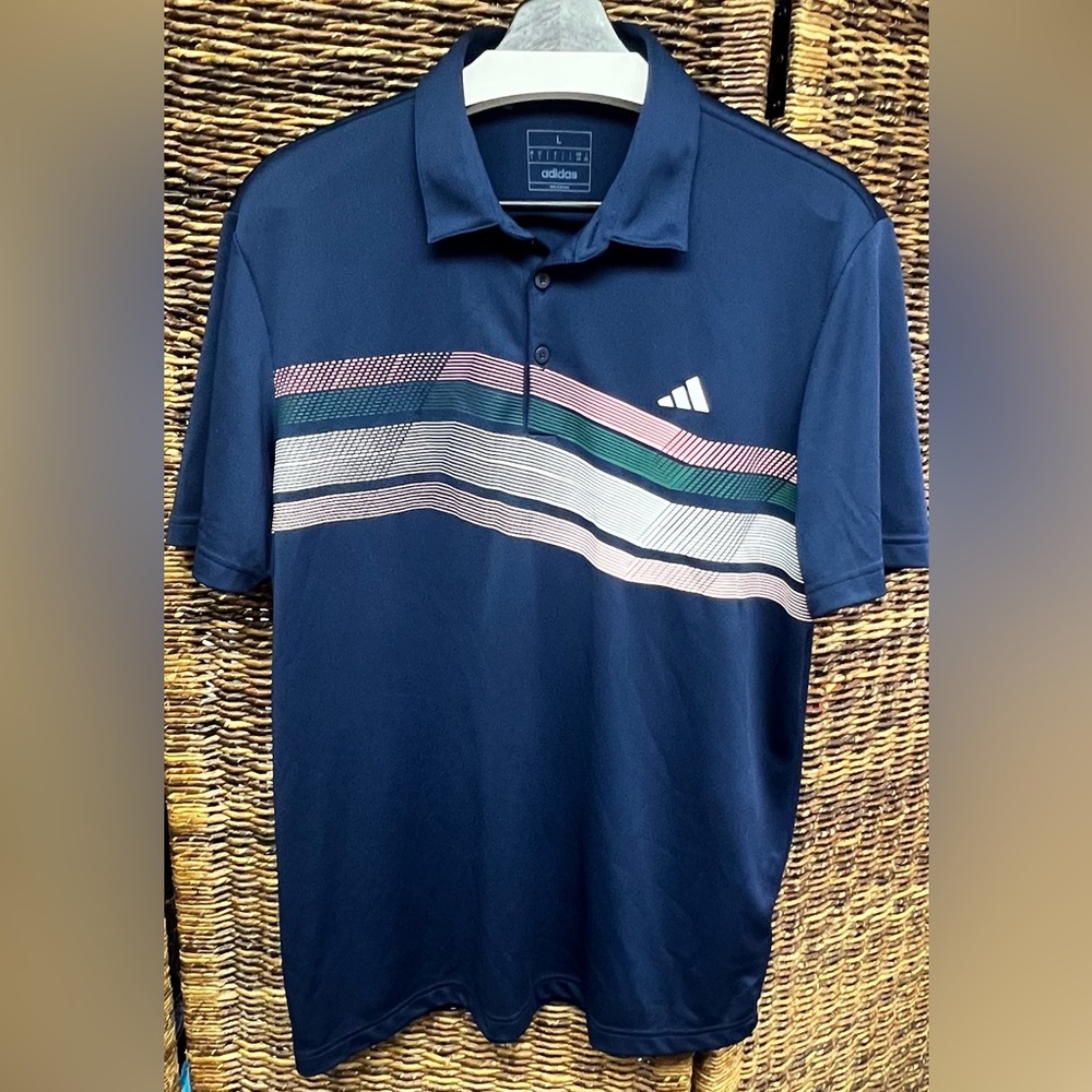 Adidas‎ - Mens Polo, Large - Core Chest Stripe